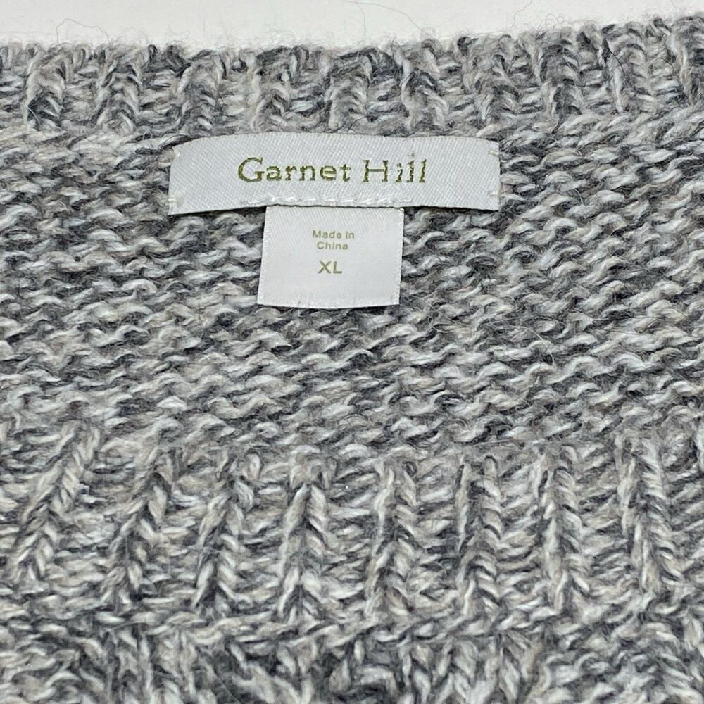 Garnet Hill Open Bobble Knit Sweater Gray Acrylic Wool Alpaca Size XL Short Boxy - Picture 5 of 7